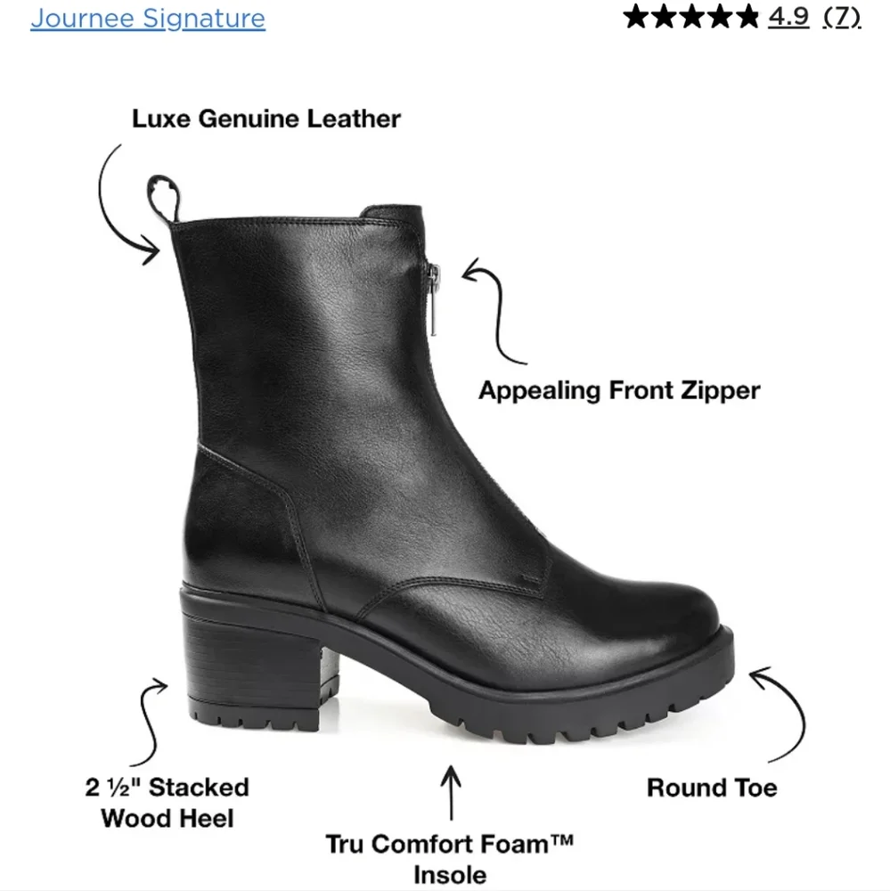 Journee Signature Collection Norrah black leather ankle boots sz 9